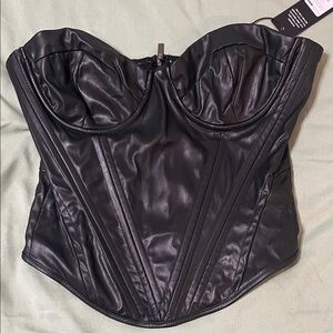 Fashion Nova Black Faux Leather Top